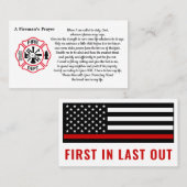 Feuerwehrmann: Gebet Malteser Donnerrot-rote Linie Visitenkarte (Vorne/Hinten)