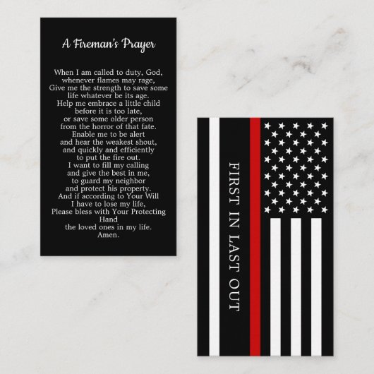 Feuerwehrmann: Gebet-Thin-Red-Line-Feuerwehrmann Visitenkarte (Vorne/Hinten)