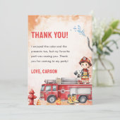 Feuerwehrmann Geburtstag Danke Karte (Stehend Vorderseite)