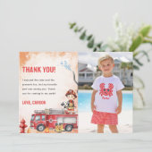 Feuerwehrmann Geburtstag Danke Karte (Stehend Vorderseite)