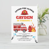 Feuerwehrmann Geburtstagspartei Einladung (Stehend Vorderseite)