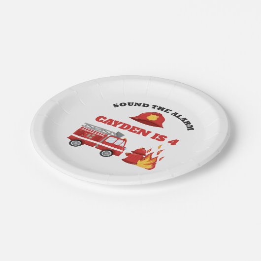 Feuerwehrmann Geburtstagspartei Pappteller (Schrägansicht)
