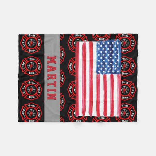 Feuerwehrmann-Geschenk-Malteserkreuz Fleecedecke (Vorderseite (Horizontal))