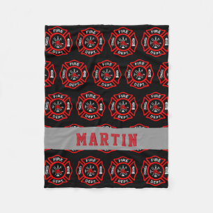 Feuerwehrmann-Geschenk-Malteserkreuz-Name Fleecedecke