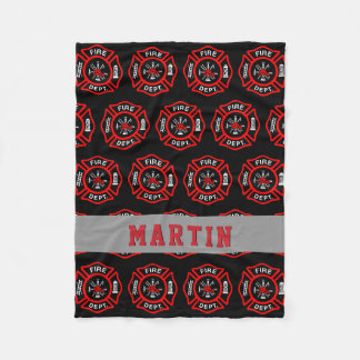 Feuerwehrmann-Geschenk-Malteserkreuz-Name Fleecedecke