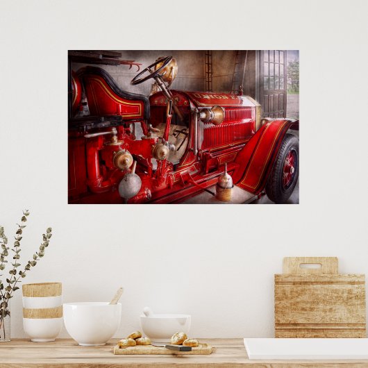 Feuerwehrmann - Gewartet für Anruf Poster (Küche)