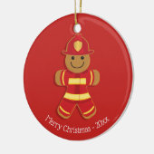 Feuerwehrmann Gingerbrei Mann Weihnachten Keramik Ornament (Links)