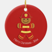 Feuerwehrmann Gingerbrei Mann Weihnachten Keramik Ornament (Hinten)