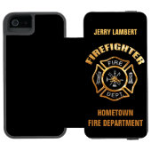 Feuerwehrmann-Goldnamen-Schablone Incipio iPhone Geldbeutel-Hülle (Folio Geöffnet)