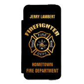 Feuerwehrmann-Goldnamen-Schablone Incipio iPhone Geldbeutel-Hülle (Folio Vorderseite)