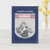 Feuerwehrmann-graduierte Glückwünsche, blau Karte (Gelbe Blume)