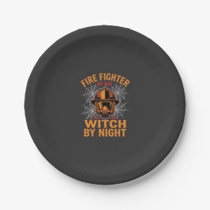 Feuerwehrmann Halloween Hexen Nacht Design Pappteller