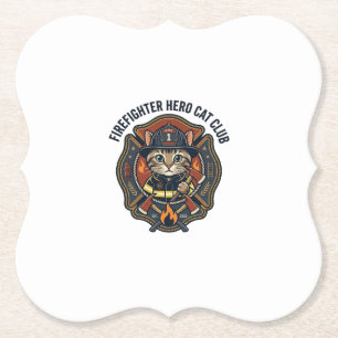 Feuerwehrmann Held Katze Grafik T-Shirt Kunst - Fe Untersetzer