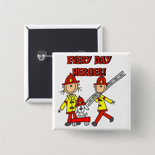 Feuerwehrmann-Held-T-Shirts und Geschenke Button (Vorne & Hinten)