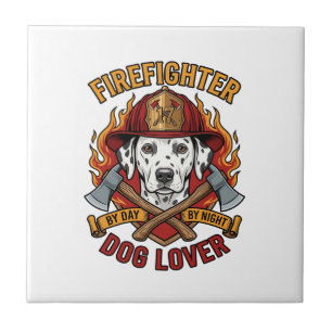 Feuerwehrmann Hund Liebhaber Dalmatiner Feuerhelm  Fliese