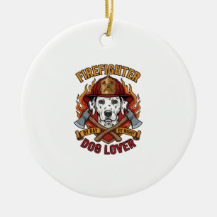 Feuerwehrmann-Hundefreund Dalmatiner Feuerwehrhelm Keramik Ornament
