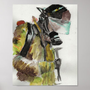 Feuerwehrmann im Aquarell Poster