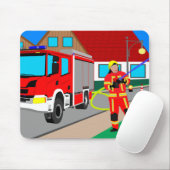 Feuerwehrmann im Feuerwehreinsatz Beim Mou Mousepad (Mit Mouse)