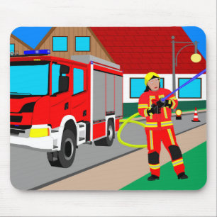 Feuerwehrmann im Feuerwehreinsatz Beim Mou Mousepad
