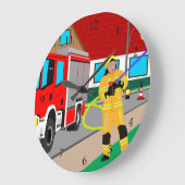 Feuerwehrmann im Feuerwehreinsatz Das Feuerwehrman Große Wanduhr (Winkel)