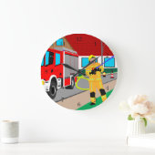 Feuerwehrmann im Feuerwehreinsatz Das Feuerwehrman Große Wanduhr (Zuhause)