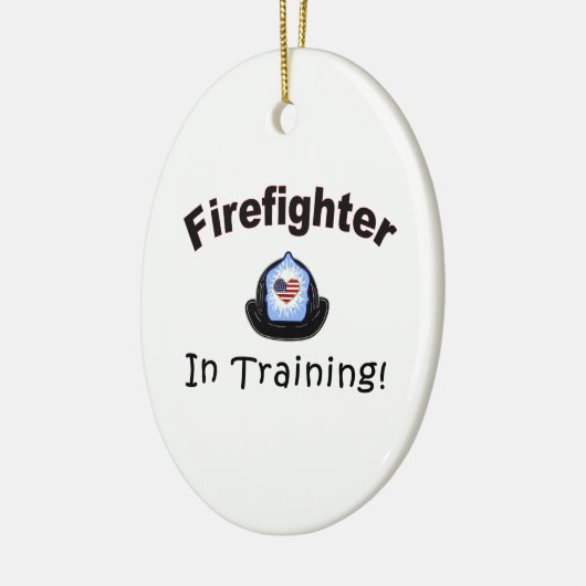 Feuerwehrmann im Training Keramikornament (Links)