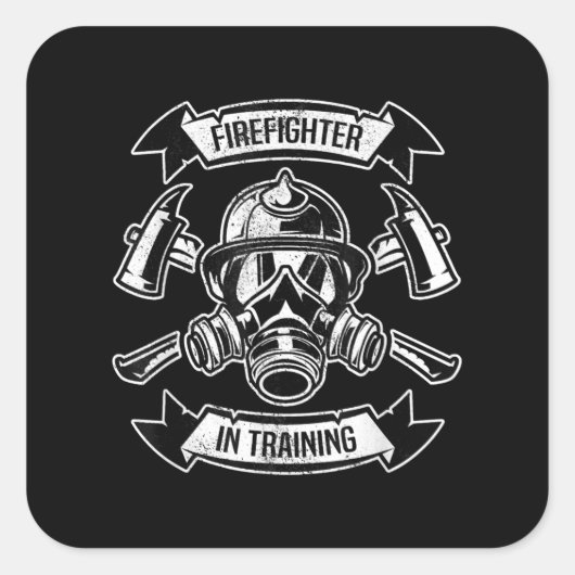 Feuerwehrmann in Ausbildung von AX-Gasmasken Quadratischer Aufkleber (Vorderseite)