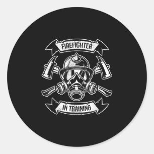 Feuerwehrmann in Ausbildung von AX-Gasmasken Runder Aufkleber