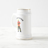 Feuerwehrmann in Einsatzkleidung Bierglas (Vorderseite Links)