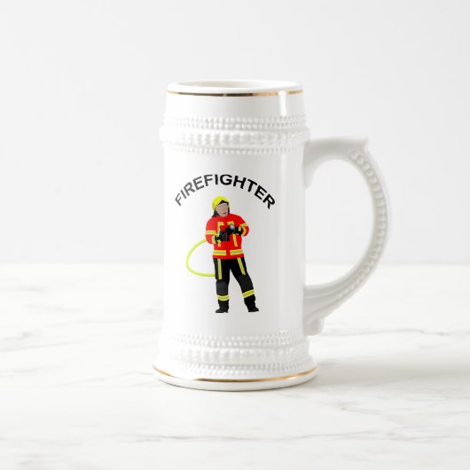 Feuerwehrmann in Einsatzkleidung Bierglas (Rechts)