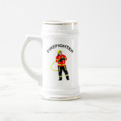 Feuerwehrmann in Einsatzkleidung Bierglas (Links)