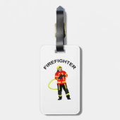 Feuerwehrmann in Einsatzkleidung Gepäckanhänger (Rückseite vertikal)