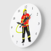 Feuerwehrmann in Einsatzkleidung Große Wanduhr (Winkel)
