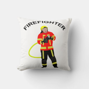 Feuerwehrmann in Einsatzkleidung Kissen