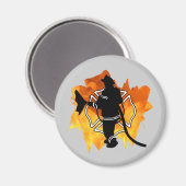 Feuerwehrmann in Flammen Magnet (Vorderseite/Rückseite)