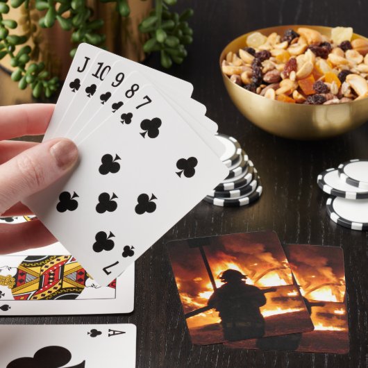 Feuerwehrmann in Flammen Spielkarten (In Situ)