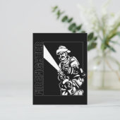 Feuerwehrmann in Schwarz und Weiß Postkarte (Stehend Vorderseite)