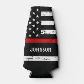 Feuerwehrmann-Individuelle Name Thin Red Line Flaschenkühler (Vorderseite)