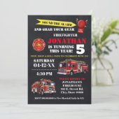 Feuerwehrmann Jeglicher Geburtstag Feuerwehrauto Einladung (Stehend Vorderseite)