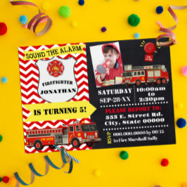 Feuerwehrmann Jeglicher Geburtstag mit Foto Einladung