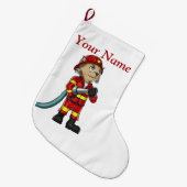 Feuerwehrmann-Katzen-WeihnachtsStrumpf Großer Weihnachtsstrumpf (Vorderansicht (hängend))