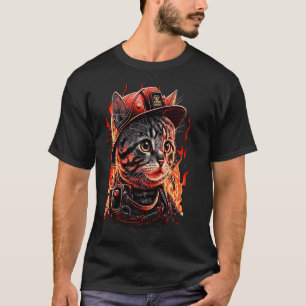 Feuerwehrmann Katzenkitten Feuerwehrhelm Feuerwehr T-Shirt