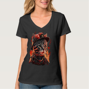 Feuerwehrmann Katzenkitten Feuerwehrhelm Feuerwehr T-Shirt