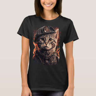 Feuerwehrmann Katzenkitten Feuerwehrhelm Feuerwehr T-Shirt