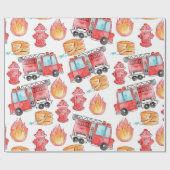 Feuerwehrmann Kind Geburtstagsverpackung Geschenkpapier (Flach)