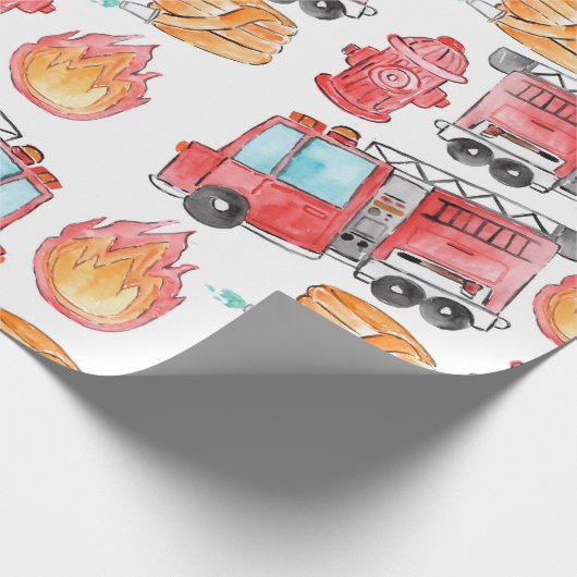 Feuerwehrmann Kind Geburtstagsverpackung Geschenkpapier (Ecke)