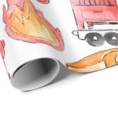 Feuerwehrmann Kind Geburtstagsverpackung Geschenkpapier (Rolleneckpunkt)