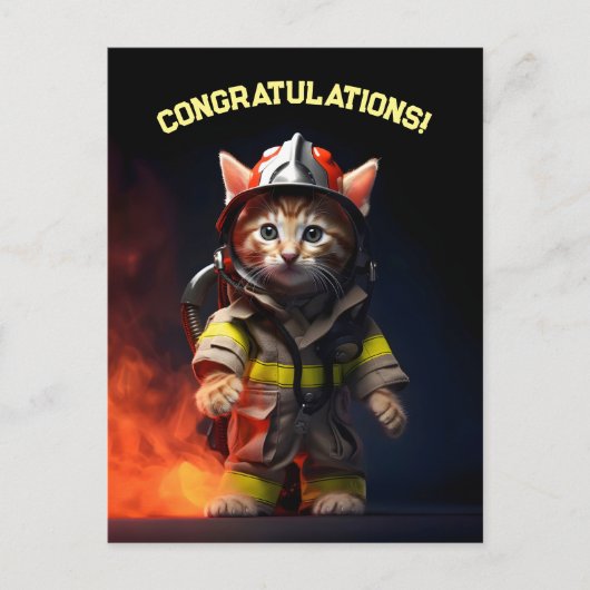 Feuerwehrmann Kitten Postkarte (Vorderseite)