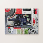 Feuerwehrmann Klettern in Feuerwehrfahrzeugen Puzzle (Horizontal)