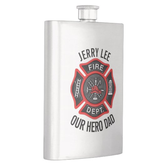 Feuerwehrmann-kundenspezifischer Text-Name Flachmann (Rechts)